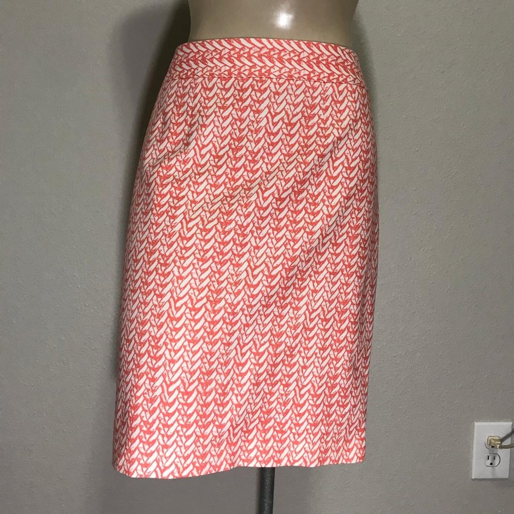 NWT Cynthia Rowley Coral and White Pencil Skirt 8